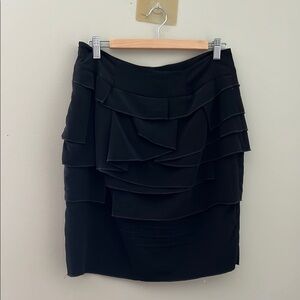 Insight Black Asymmetrical Ruffled Mini Skirt